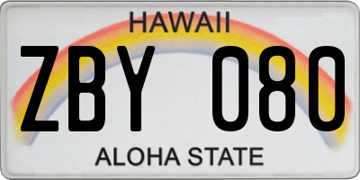 HI license plate ZBY080
