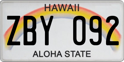 HI license plate ZBY092