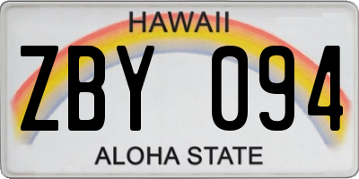 HI license plate ZBY094