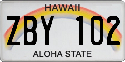 HI license plate ZBY102