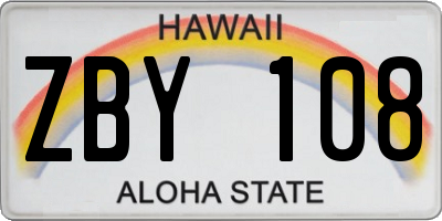 HI license plate ZBY108
