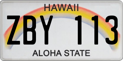 HI license plate ZBY113