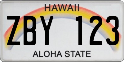 HI license plate ZBY123