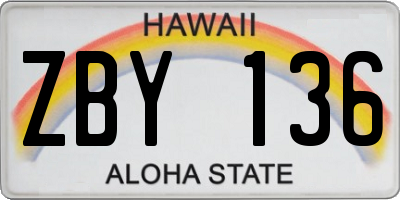 HI license plate ZBY136