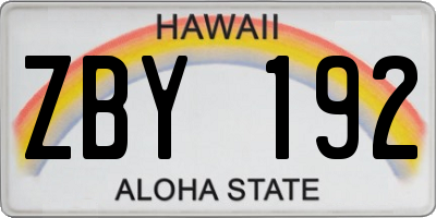HI license plate ZBY192