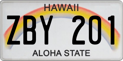 HI license plate ZBY201