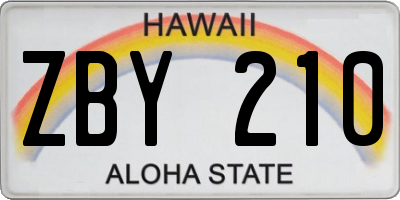 HI license plate ZBY210