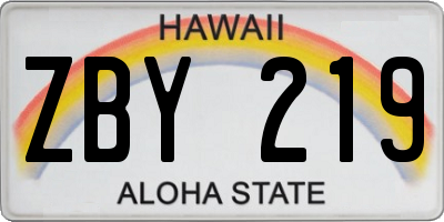 HI license plate ZBY219