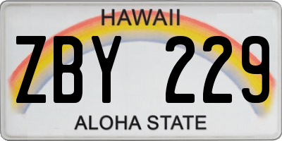 HI license plate ZBY229