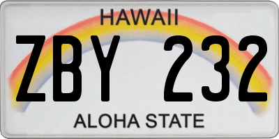 HI license plate ZBY232