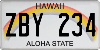 HI license plate ZBY234