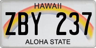 HI license plate ZBY237