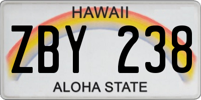 HI license plate ZBY238