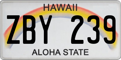 HI license plate ZBY239