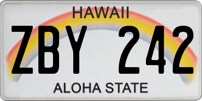 HI license plate ZBY242