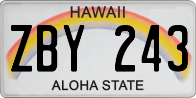 HI license plate ZBY243