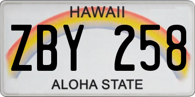HI license plate ZBY258