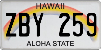 HI license plate ZBY259