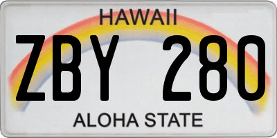 HI license plate ZBY280