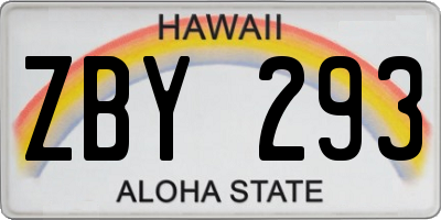 HI license plate ZBY293