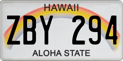 HI license plate ZBY294