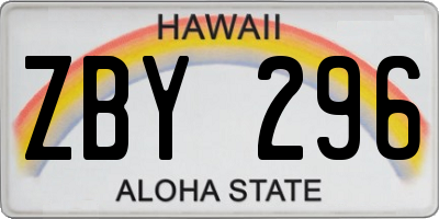 HI license plate ZBY296