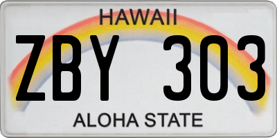 HI license plate ZBY303