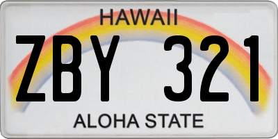 HI license plate ZBY321