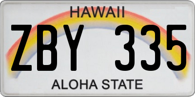 HI license plate ZBY335