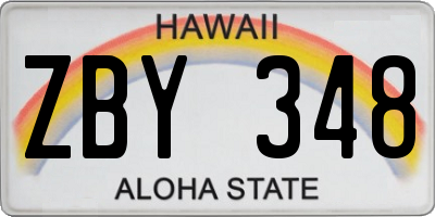 HI license plate ZBY348