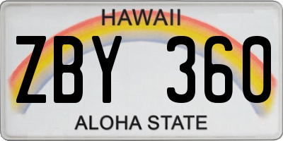 HI license plate ZBY360