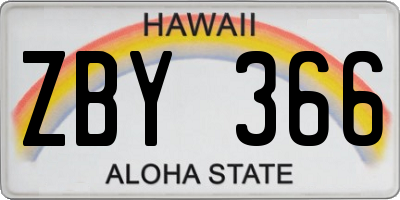 HI license plate ZBY366