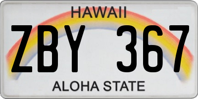HI license plate ZBY367