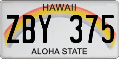 HI license plate ZBY375