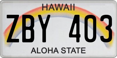 HI license plate ZBY403