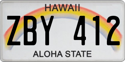 HI license plate ZBY412