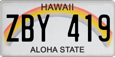HI license plate ZBY419