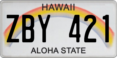 HI license plate ZBY421
