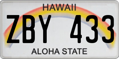 HI license plate ZBY433