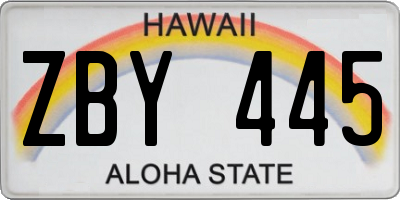 HI license plate ZBY445