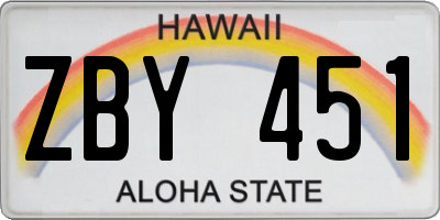 HI license plate ZBY451