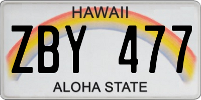 HI license plate ZBY477