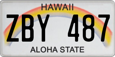HI license plate ZBY487