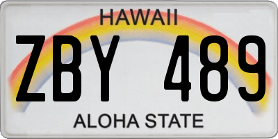 HI license plate ZBY489