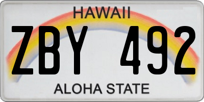 HI license plate ZBY492