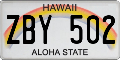 HI license plate ZBY502