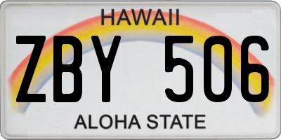 HI license plate ZBY506