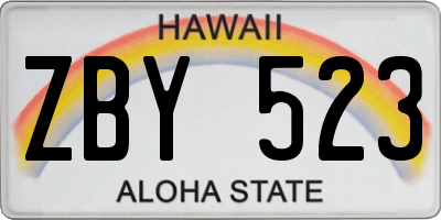 HI license plate ZBY523
