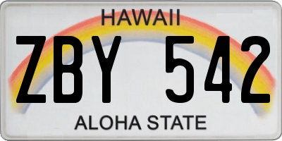 HI license plate ZBY542