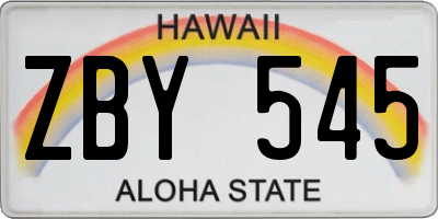 HI license plate ZBY545